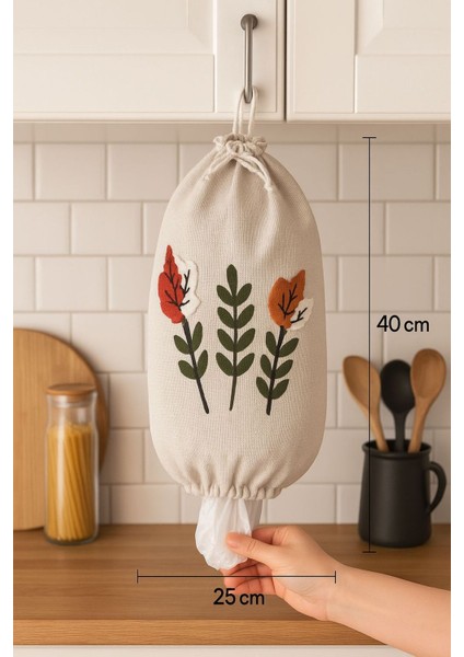 Keten Poşet Düzenleyici, Mutfak Organizer, Bej, Pratik ve Şık Tasarım