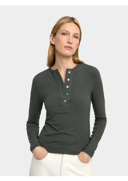 Uzun Kollu Nervürlü T-Shirt