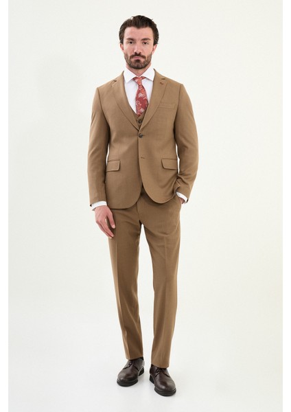 Düz Slim Fit Mono Yaka Klasik Yün Erkek Takım Elbise modelleri