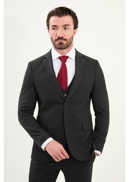 Düz Slim Fit Mono Yaka Klasik Yün Erkek Takım Elbise fırsatları