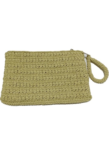 Kadın Yıldız Detaylı Fermuar Astarlı Özel Tasarım Portföy Hasır Çanta