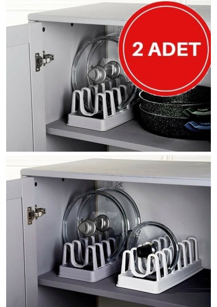 Gri 2'li 6 Bölmeli Tencere Kapağı Düzenleyici Seti