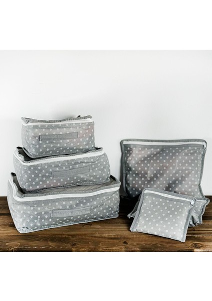 Fermuarlı Gri Hurç Seti, Bavul Düzenleme Organizer, Hafif ve Pratik Kullanım