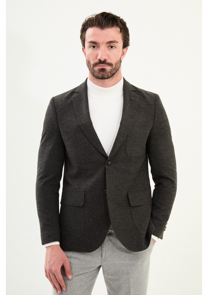 Düz Slim Fit Torba Cep Mono Yaka Yün Erkek Ceket fırsatları