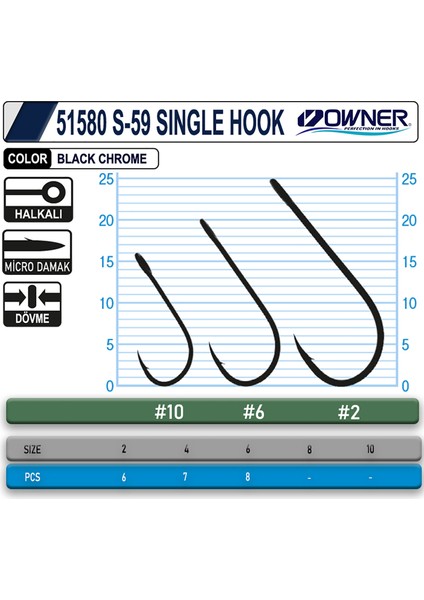 51580 S-59 Black Chrome Tekli Olta Iğnesi fiyatları