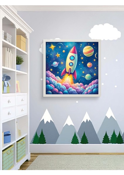 Uzay ve Mekik LED Tablo – 60X60 cm | Sıva Üstü Montajlı, Tak-Çalıştır Sistem, Arapuarlı modelleri