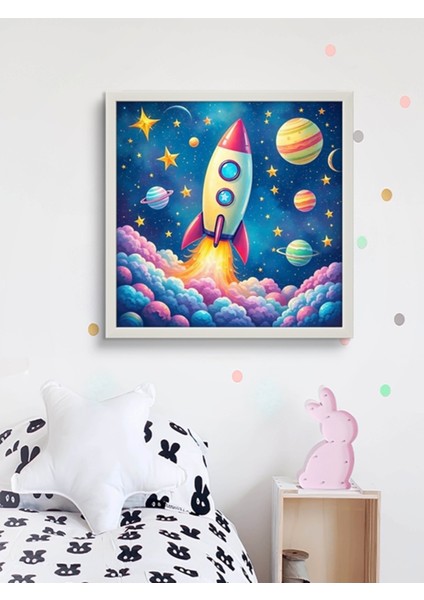 Uzay ve Mekik LED Tablo – 60X60 cm | Sıva Üstü Montajlı, Tak-Çalıştır Sistem, Arapuarlı indirimleri