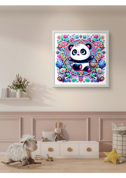 Renkli Panda LED Tablo – 60X60 cm | Sıva Üstü Montajlı, Tak-Çalıştır Sistem, Arapuarlı modelleri