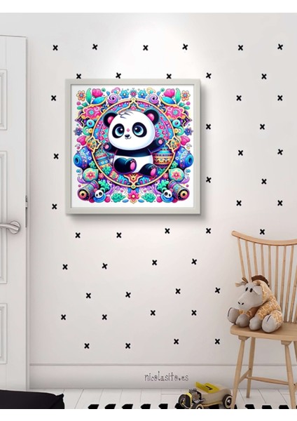 Renkli Panda LED Tablo – 60X60 cm | Sıva Üstü Montajlı, Tak-Çalıştır Sistem, Arapuarlı fırsatları
