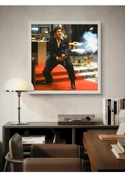 Tony Montana LED Tablo – 60X60 cm | Sıva Üstü Montajlı, Tak-Çalıştır Sistem, Arapuarlı LED Anahtarlı