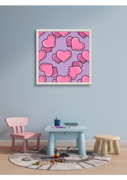 Pembe Kalpler Çocuk Odası LED Tablo – 60X60 cm | Sıva Üstü Montajlı, Tak-Çalıştır Sistem, Arapuarlı fiyatları