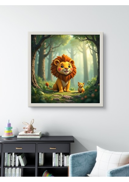 Minik Aslan Çocuk Odası LED Tablo – 60X60 cm | Sıva Üstü Montajlı, Tak-Çalıştır Sistem, Arapuarlı fiyatları