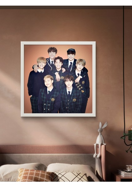 Kore Pop Müzik, Bts LED Tablo – 60X60 cm | Sıva Üstü Montajlı, Tak-Çalıştır Sistem, Arapuar Anahtar