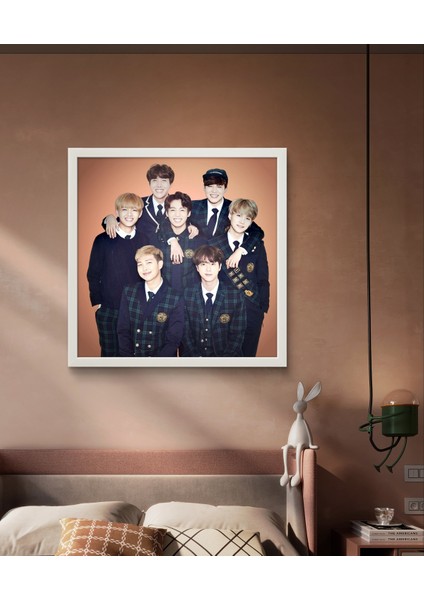 Kore Pop Müzik, Bts LED Tablo – 60X60 cm | Sıva Üstü Montajlı, Tak-Çalıştır Sistem, Arapuar Anahtar