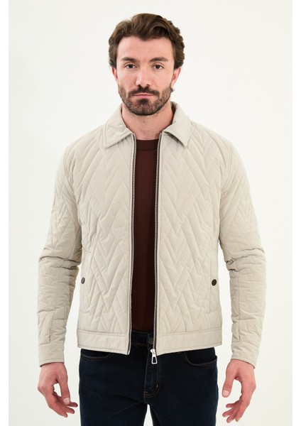 Desenli Slim Fit Gömlek Yaka Kapitone Erkek Mont fırsatları