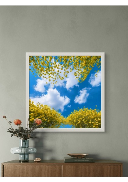 Ağaçlı Bulutlar LED Tablo – 60X60 cm | Sıva Üstü Montajlı, Tak-Çalıştır Sistem, Arapuarlı