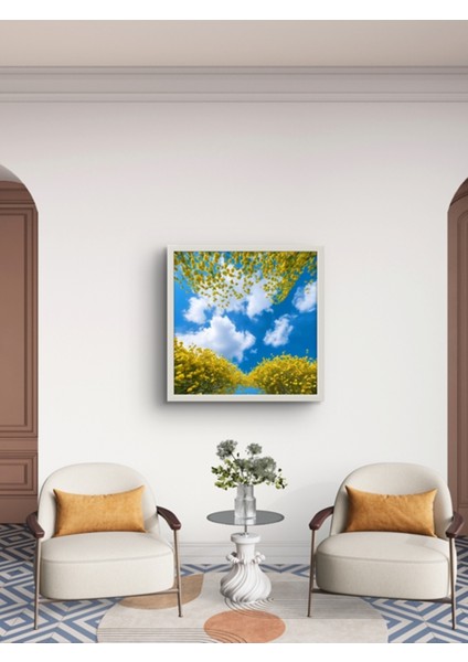 Ağaçlı Bulutlar LED Tablo – 60X60 cm | Sıva Üstü Montajlı, Tak-Çalıştır Sistem, Arapuarlı modelleri