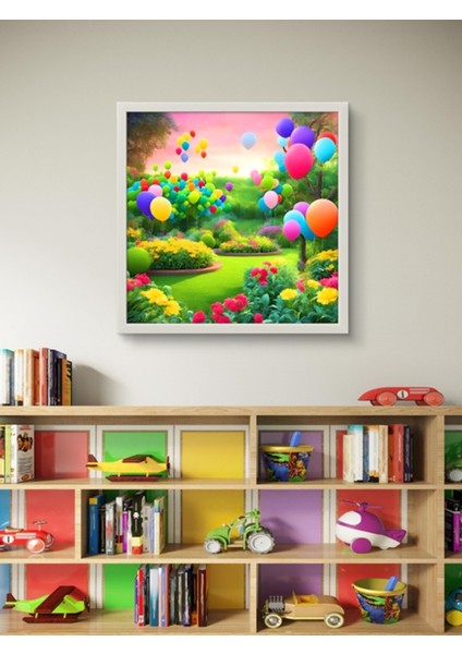 Doğadaki Balonlar Çocuk Odası LED Tablo – 60X60 cm | Sıva Üstü Montajlı, Tak-Çalıştır Sistem, fiyatları