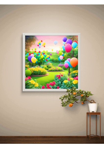 Doğadaki Balonlar Çocuk Odası LED Tablo – 60X60 cm | Sıva Üstü Montajlı, Tak-Çalıştır Sistem, modelleri