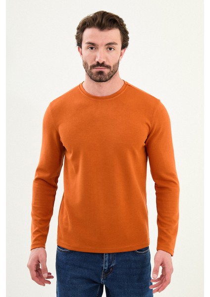 Desenli Slim Fit Bisiklet Yaka Uzun Kollu Erkek T-Shirt