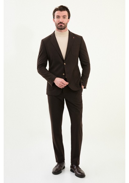 Düz Slim Fit Torba Cep Beli Lastikli Ipli Yün Erkek Takım Elbise modelleri