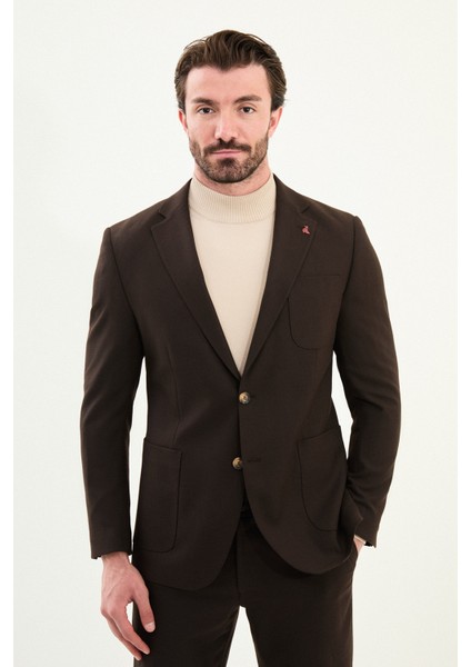 Düz Slim Fit Torba Cep Beli Lastikli Ipli Yün Erkek Takım Elbise fırsatları