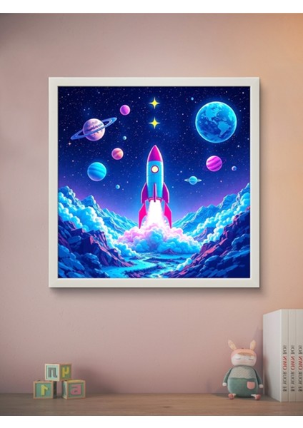 Uzay Mekiiği LED Tablo – 60X60 cm | Sıva Üstü Montajlı, Tak-Çalıştır Sistem, Arapuarlı modelleri