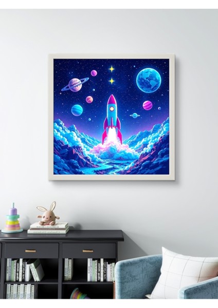 Uzay Mekiiği LED Tablo – 60X60 cm | Sıva Üstü Montajlı, Tak-Çalıştır Sistem, Arapuarlı indirimleri