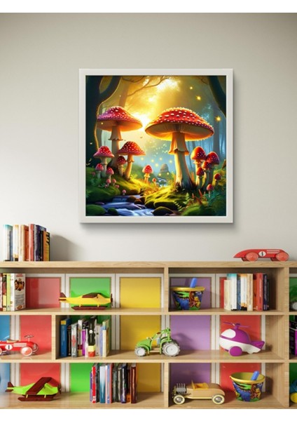 Dev Mantarlar Çocuk Odası LED Tablo – 60X60 cm | Sıva Üstü Montajlı, Tak-Çalıştır Sistem, Arapuarlı fırsatları