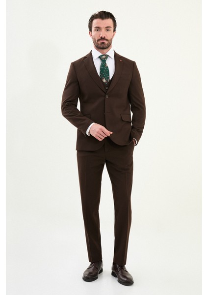 Düz Slim Fit Mono Yaka Klasik Yün Erkek Takım Elbise modelleri