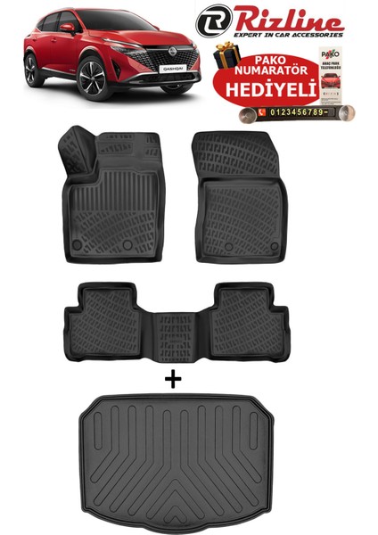 Nissan Qashqai 2022-2025 Havuzlu Paspas ve Üst Kademe Bagaj Havuzu Seti