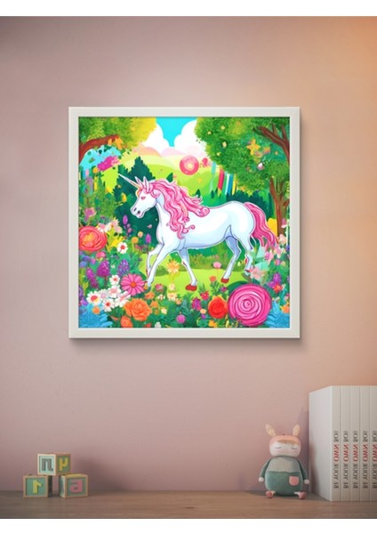 Tek Boynuzlu At Çocuk LED Tablo – 60X60 cm | Sıva Üstü Montajlı, Tak-Çalıştır Sistem fiyatları