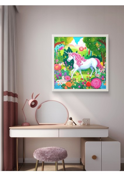 Tek Boynuzlu At Çocuk LED Tablo – 60X60 cm | Sıva Üstü Montajlı, Tak-Çalıştır Sistem fırsatları