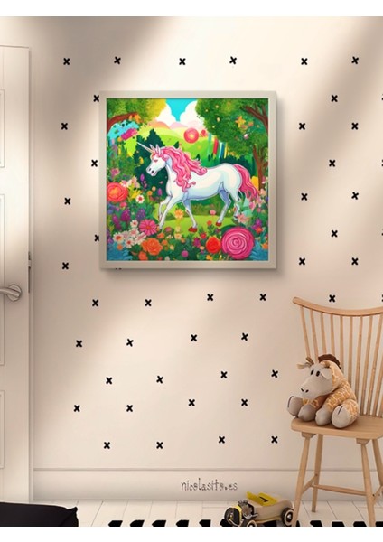 Tek Boynuzlu At Çocuk LED Tablo – 60X60 cm | Sıva Üstü Montajlı, Tak-Çalıştır Sistem indirimleri