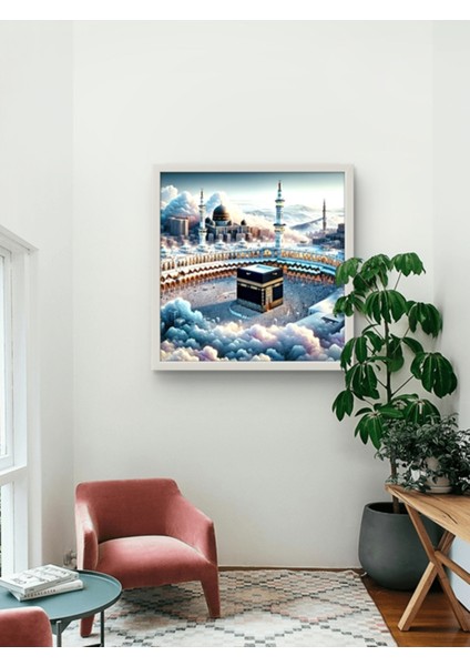 Kâbe-I Şerif, LED Tablo – 60X60 cm | Sıva Üstü Montajlı, Tak-Çalıştır Sistem, Arapuarlı