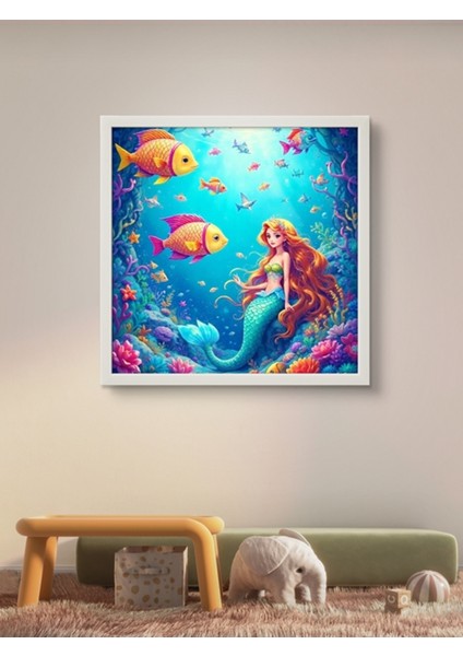 Deniz Kızı Çocuk Odası LED Tablo – 60X60 cm | Sıva Üstü Montajlı, Tak-Çalıştır Sistem, Arapuarlı fiyatları