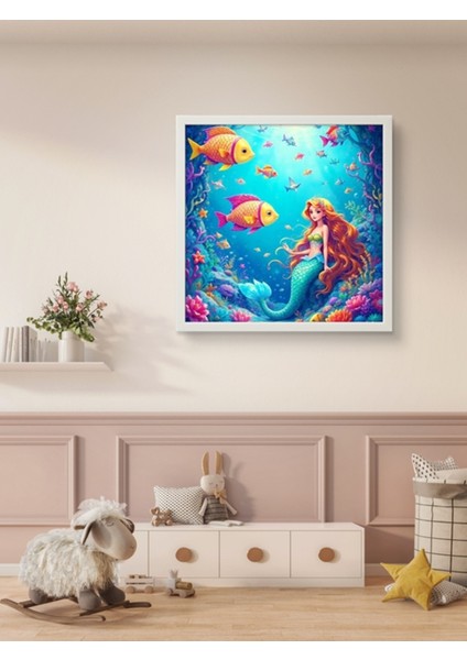 Deniz Kızı Çocuk Odası LED Tablo – 60X60 cm | Sıva Üstü Montajlı, Tak-Çalıştır Sistem, Arapuarlı fırsatları