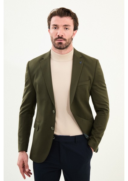 Düz Slim Fit Mono Yaka Klasik Erkek Ceket