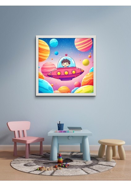 Uzay Gemisi Çocuk Odası LED Tablo – 60X60 cm | Sıva Üstü Montajlı, Tak-Çalıştır Sistem, Arapuarlı fiyatları