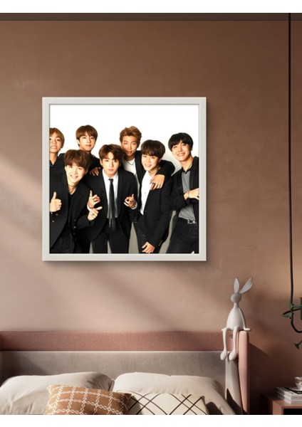 Bts, Kore Müzik LED Tablo – 60X60 cm | Sıva Üstü Montajlı, Tak-Çalıştır Sistem, Arapuar Anahtarlı