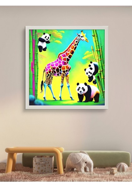 Panda Kardeşler ve Zürefa LED Tablo – 60X60 cm | Sıva Üstü Montajlı, Tak-Çalıştır Sistem, Arapuarlı fırsatları