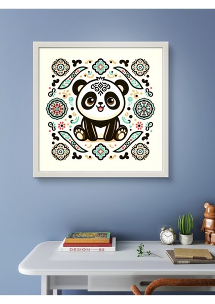 Dekoratif Panda LED Tablo – 60X60 cm | Sıva Üstü Montajlı, Tak-Çalıştır Sistem, Arapuarlı
