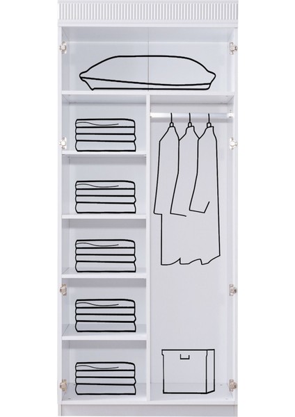 Gardırop, Dolunay 2 Kapaklı Dolap - Beyaz modelleri