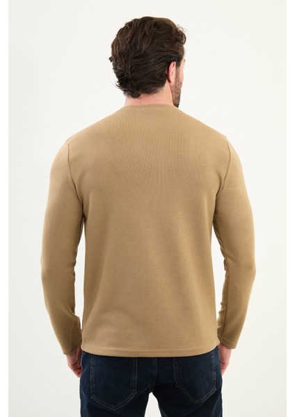 Desenli Slim Fit Bisiklet Yaka Uzun Kollu Erkek T-Shirt modelleri