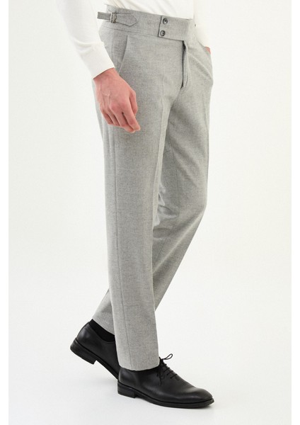 Dokulu Slim Fit Kemerli Yün Erkek Pantolon modelleri