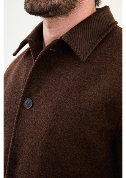 Kırçıllı Slim Fit Kadife Yaka Torba Cepli Erkek Trenchcoat fiyatları