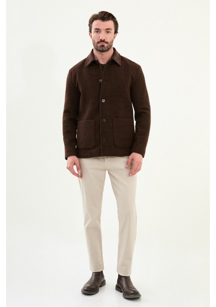 Kırçıllı Slim Fit Kadife Yaka Torba Cepli Erkek Trenchcoat modelleri