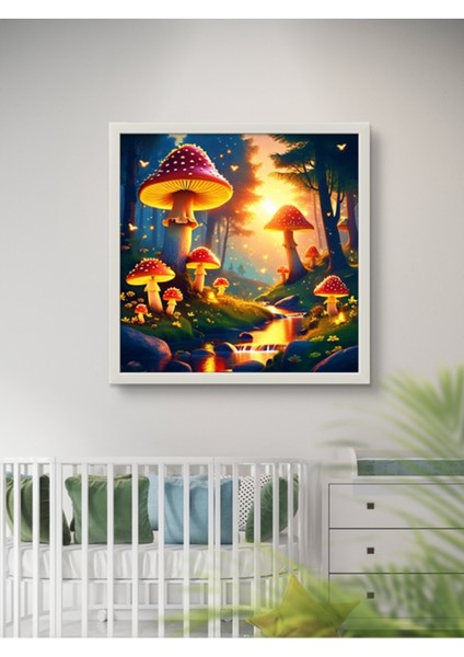 Dev Mantar Dünyası Çocuk Odası LED Tablo – 60X60 cm | Sıva Üstü Montajlı, Tak-Çalıştır Sistem,