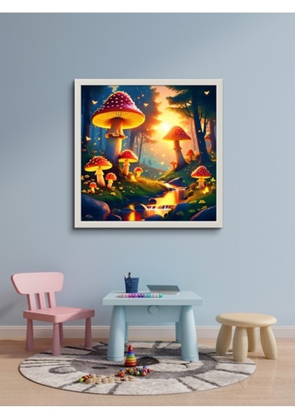 Dev Mantar Dünyası Çocuk Odası LED Tablo – 60X60 cm | Sıva Üstü Montajlı, Tak-Çalıştır Sistem, indirimleri