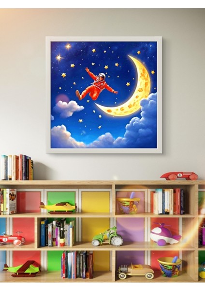 Astronot ve Ay Çocuk Odası LED Tablo – 60X60 cm | Sıva Üstü Montajlı, Tak-Çalıştır Sistem, Arapuarlı fiyatları